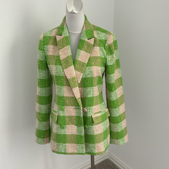 Flora Bea Tweed check blazer in S - Picture 2 of 7